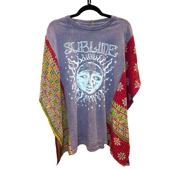 Urban Outfitters Tops - Urban Outfitters / Customized Patchwork Graphic Tee / Boho Oversized Tunic